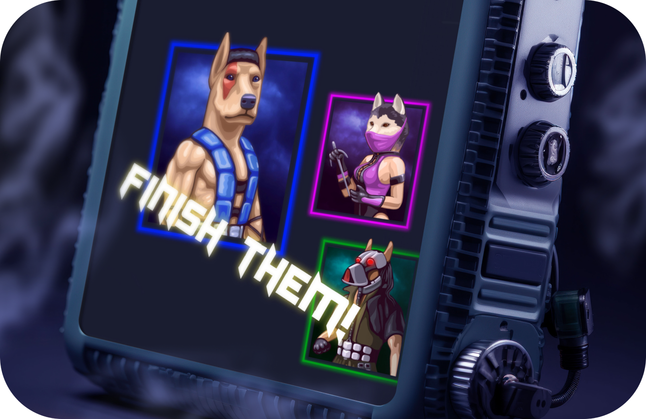 Лендинг с кастомными персонажами для криптопроекта Dogs Kombat