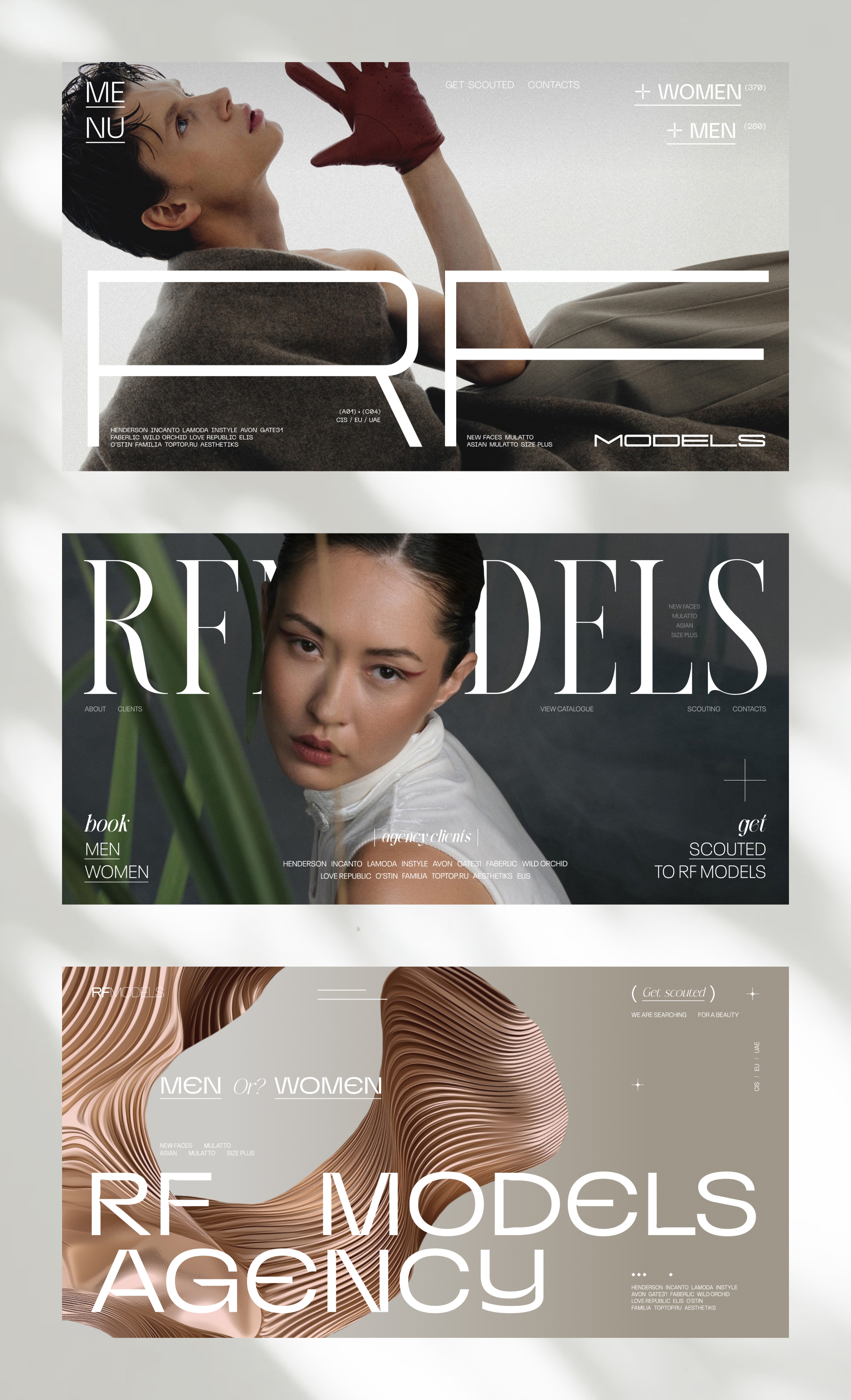 RFMODELS. Редизайн и разработка многостраничного сайта для одного из крупнейших модельных агентств России