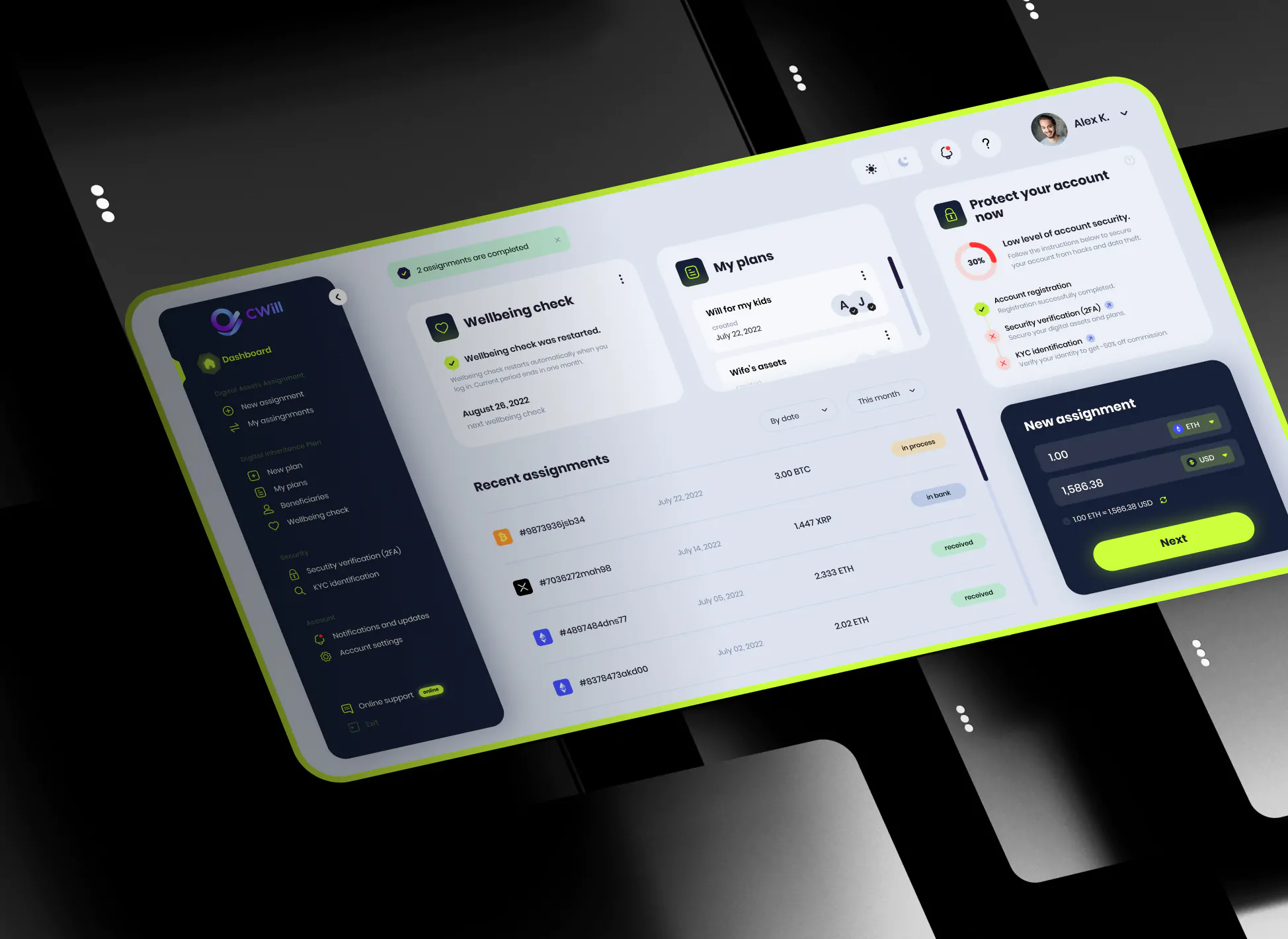 Веб-сервис Cwill — инновационный личный кабинет менеджмента криптоактивов, платежных поручений, завещаний