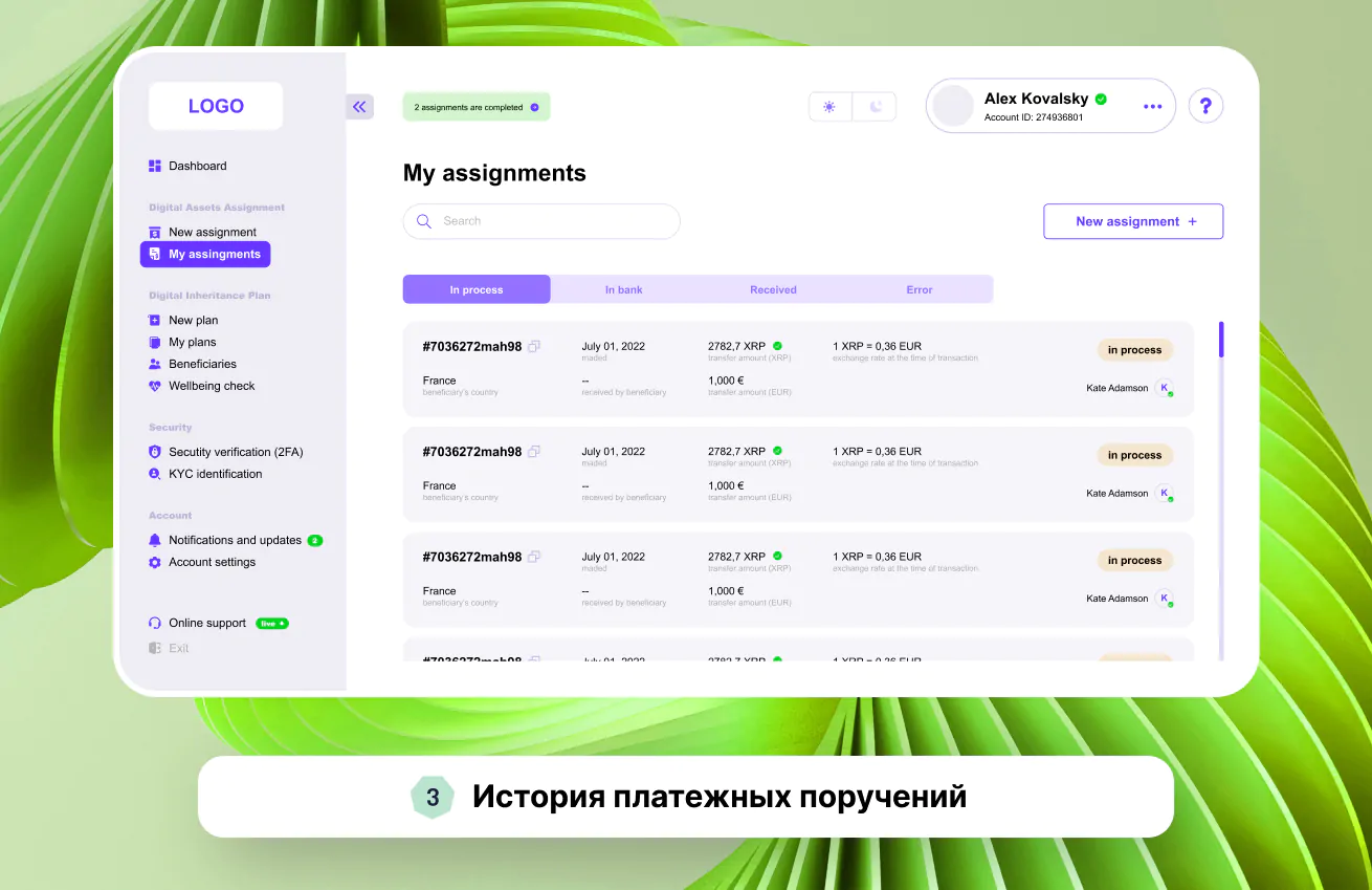 Веб-сервис Cwill — инновационный личный кабинет менеджмента криптоактивов, платежных поручений, завещаний