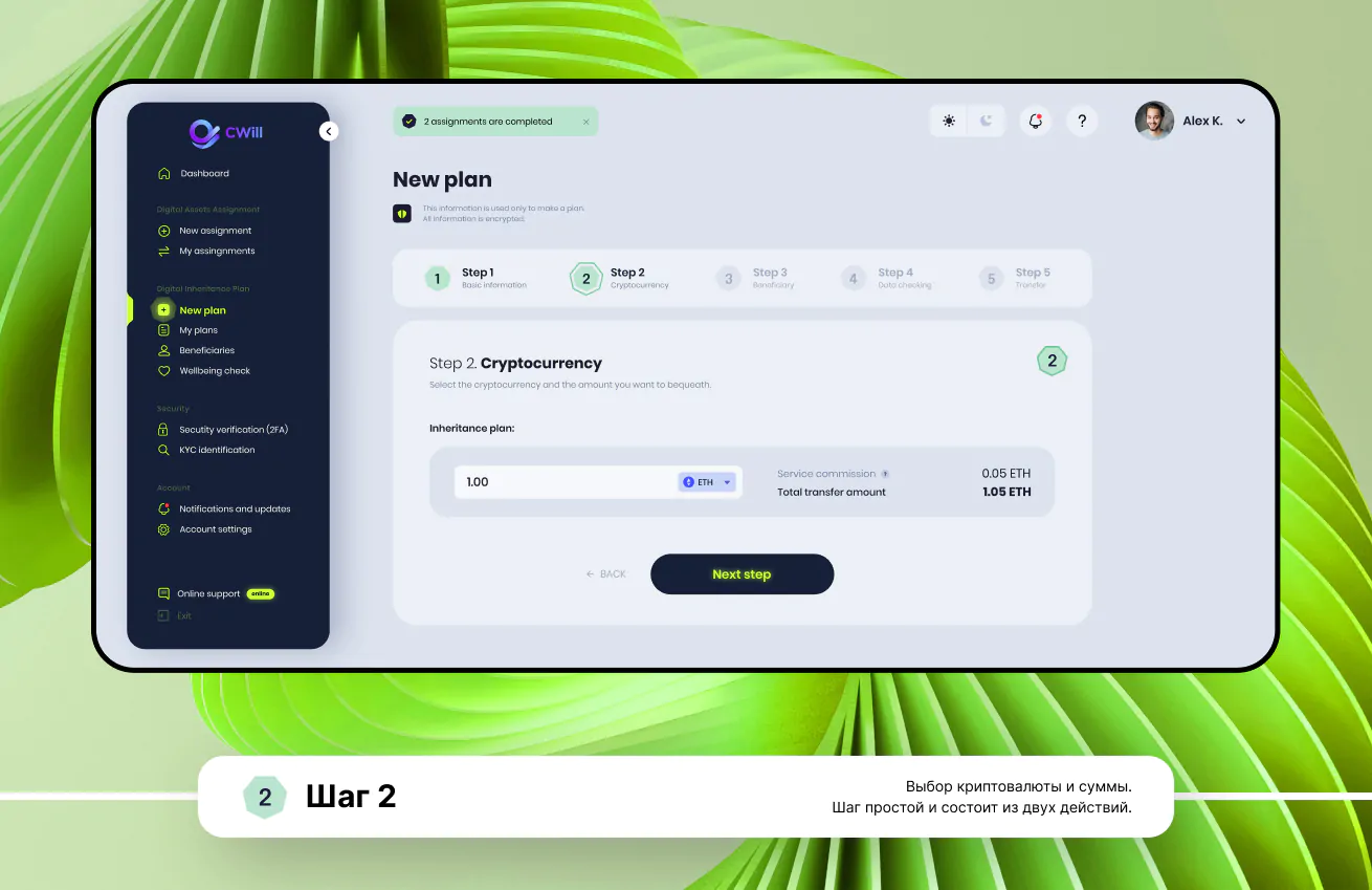 Веб-сервис Cwill — инновационный личный кабинет менеджмента криптоактивов, платежных поручений, завещаний